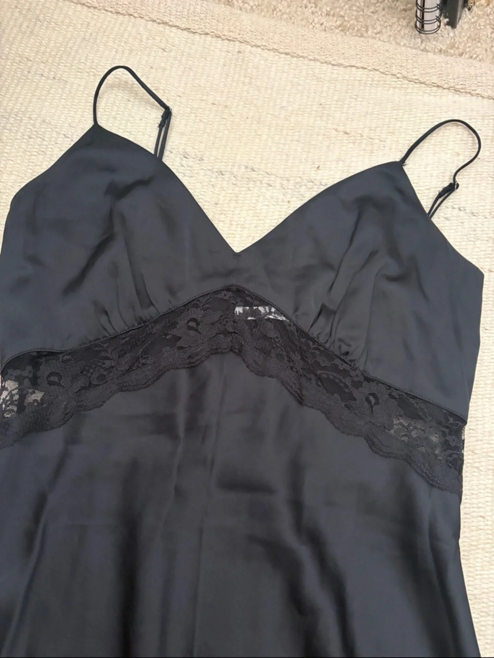 NWOT Abercrombie and Fitch black satin maxi slip dress